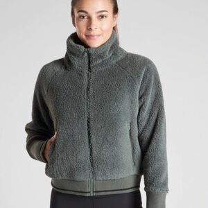 Athleta Sherpa Bomber Jacket - Green Size S